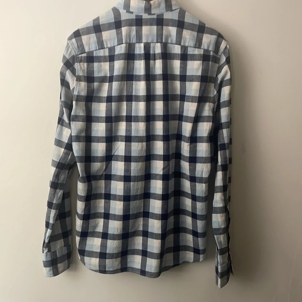 J Crew Men’s Blue Slim Fit Homespun Long Sleeve Button Down Shirt Sz Medium